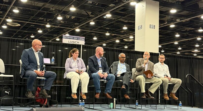 From left to right: Craig Hodges, Principal Consultant at ALC, Inc., Trisha Rouse, OpEx Master at General Motors, Lee Rothleutner, Manager – Materials R&D at the Timken company, Dr. Mohammed Maniruzzaman, Engineering Specialist – Development & Research at Caterpillar Inc, Jason Sebastian Executive Vice President at QuesTek Innovations and finally, Lucas Lurger, Sales Director, Hardness Testing at QATM (Verder Group).