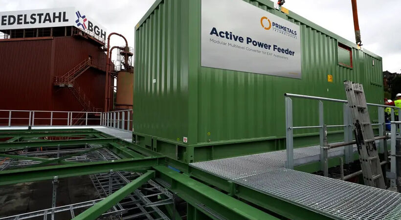 The Active Power Feeder is integrated into the EAF using a container-based design and is installed approximately 200m away from the furnace on a rooftop.